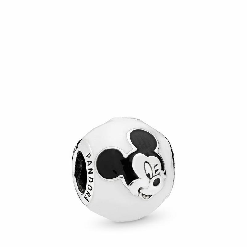 Pandora Disneyr Expressive Mickey Charm - Sterling Silver/Enamel/Black - Canada | XH6155YC